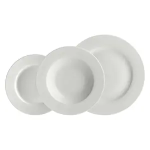Set of 12 rimmed plates LA PORCELLANA BIANCA P0042TA12F — white porcelain, 27 cm diameter