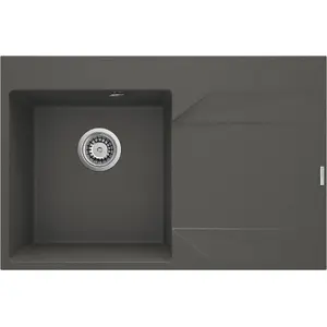 Single-bowl granite kitchen sink deante ZQJ_T11P with right-side drainer