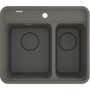 Granite sink 1.5-bowl deante ZKM_T503, black, durable design