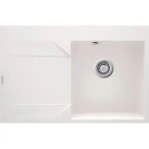 1-bowl left kitchen sink deante ZQJ_A11L with integrated drainer, left-handed bowl placement