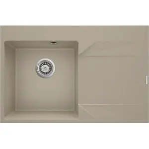 Granite kitchen sink with drainer, deante ZQJ_711P, right-side drainer, undermount/topmount compatible