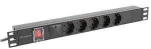 Распределитель питания LANBERG PDU-05F-0200-IEC-BK 19" для стойки 10A 5x Schuko 2 м