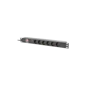 Rack PDU 19" LANBERG PDU-06F-0200-IEC-BK 1U 10A 6× Schuko 2 м