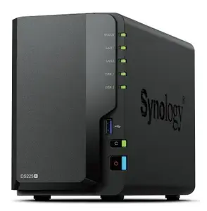 NAS Synology DS225+ 2‑отсека настольный NAS Intel Celeron J4125 2 ГБ DDR4, поддержка HDD/SSD, RAID, 2x RJ-45, USB