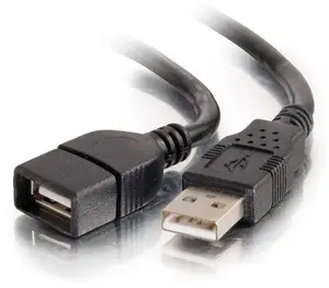 USB extension cable C2G 52107 — USB 2.0 Type A male to Type A female, 6.6 ft (2.0 m), black