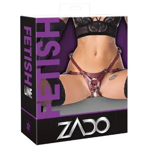 Strap-on harness ZADO 2XL model 20011363141, adjustable leather harness, front rings Ø 4 cm & 5 cm, chrome-free tanned leather