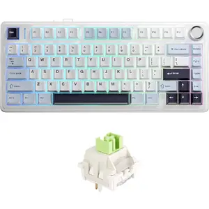 Mechanical keyboard AULA F75 with RU/EN layout — Light Blue/White/Black, Purple Reaper switches