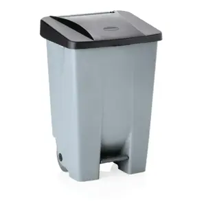 Waste container WAS DE1231144804 80 L with pedal and wheels, black