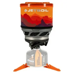 Portable grill stove Jetboil MiniMo — compact lightweight camping stove with integrated fluxring burner and simmer control