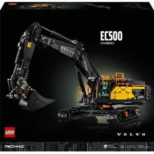 Construction toy LEGO Technic Volvo EC500 Hybrid Excavator model 42215 — 2359 pieces, 290×540×240 mm