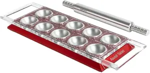 Ravioli Tablet Marcato RT-RSO red — manual ravioli maker tablet, compact hand press for filled pasta