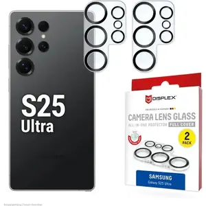 Tempered glass screen protector e.v.i. for Samsung Galaxy S25 Ultra — DISPLEX CAMGLASS ALL-IN-ONE