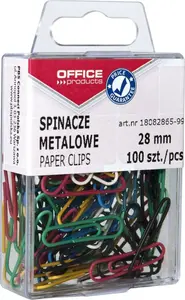 Office Products цветные покрытые скрепки 28 мм, 100 шт. в коробке, микс цветов