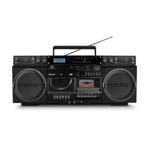 Mūzikas sistēma MEDION LIFE P66538 — 20 W, 2‑joslu skaļruņi, DAB+/FM/PLL, Bluetooth, LCD displejs, melna