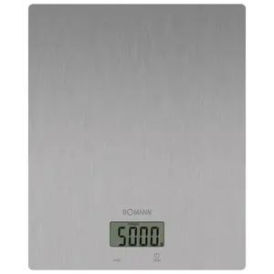 Digital kitchen scale BOMANN KW6086CB — extra-flat stainless steel platform, up to 5000 g, g / lb:oz / ml / cup, tare, LCD