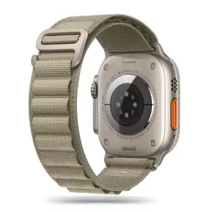 Ремешок Nylon Pro Tech‑Protect для Apple Watch 42/44/45/49 мм Titanium Olive — совместим с Series 4–9, SE, Ultra 1–2