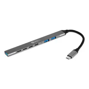USB-C Hub 7-in-1 BakkerElkhuizen BNECHUB3A4C — 7 ports (USB 3.2 Gen1 A, USB 3.2 Gen1 C, USB 2.0), aluminium housing, grey/black