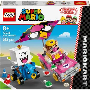 LEGO construction toy set 72038 Super Mario Mario Kart Wario King Buu Huu – character figures and track elements