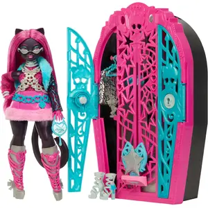Lelle MATTEL Catty Noir JBG82 — Monster High ar tērpu un aksesuāriem