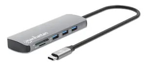 Manhattan USB-C Dock/Hub with Card Reader 7 Ports Ethernet HDMI USB-A and USB-C 100W Power Delivery