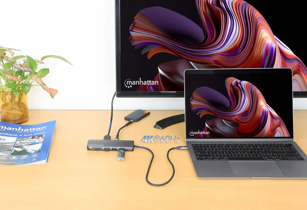 Док-станция Manhattan USB-C с кардридером и 7 портами Photo 5