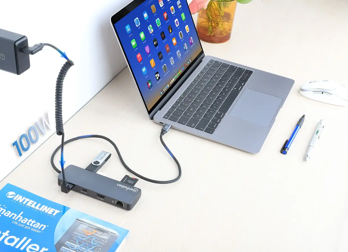 Док-станция Manhattan USB-C с кардридером и 7 портами Photo 8