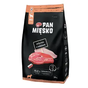 Dry dog food pan miĘsko Veal with turkey XS 20 kg – for adult small breeds, 30% protein, 20% fat