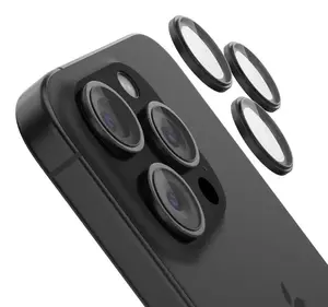 Belkin ScreenForce Kameras lēcas aizsargs Rūdīts stikls Apple iPhone 15 Pro un iPhone 15 Pro Max Melns Caurspīdīgs 3 gab. OVA180HQBK