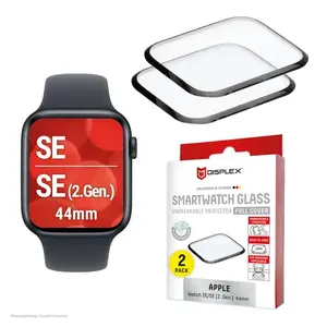 Screen protector for Apple Watch SE (2) 44mm by e.v.i. — DISPLEX WATCH GLASS, scratch resistant