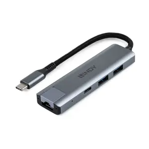 USB хаб Lindy 43422 Type C с гигабитным Ethernet