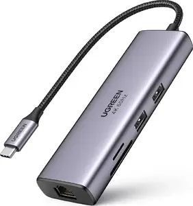 UGREEN 60515 CM512 Gray USB-хаб – компактный многопортовый USB-адаптер, модель 60515