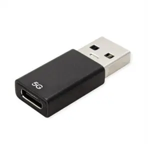 Переходник ROLINE USB-A — USB-C 12.03.2998, USB 2.0/3.2 Gen 1, нержавеющая сталь и черный