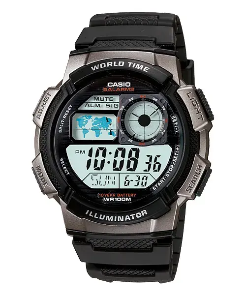 Rokaspulkstenis CASIO AE-1000W-1BVDF, vīriešu ciparu pulkstenis