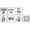 YATO YT-82105 Leņķa slīpmašīna 2400 W 230 mm Photo 2