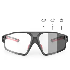Cycling glasses Rockbros SP216BK UV400 photochromic lenses black red frame