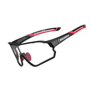 Velo brilles Rockbros 10135 — fotohromiskas UV400 lēcas, melna ietvara ar sarkanām detaļām