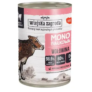 Влажный корм для кошек wiejskazagroda Monoprotein Говядина 400 г — полноценный корм для взрослых, белок 12.1%, жир 7.1%, влага 76.9%