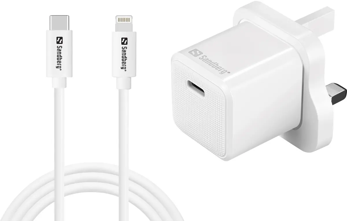 Зарядное устройство Sandberg USB-C AC 20W UK + Lightning 1M Photo 5