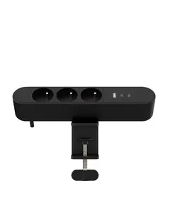 MicroConnect Multi Desktop Power Socket 3 galda kontaktligzdu bloks ar franču standarta ligzdām, USB-A un 30W USB-C pieslēgvietām