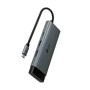 USB Type-C хаб TP-Link UH7021C — HDMI, USB 3.2 Gen1, USB 2.0, SD/microSD, 5000 Мбит/с, алюминий/чёрный
