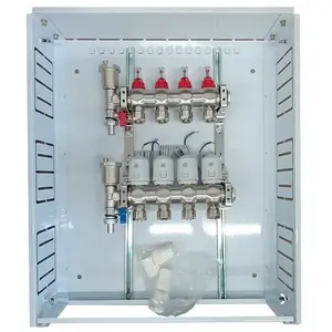 Heating manifold HiSmart HT260393 with 4 loops and normally closed thermal actuators AC 230V