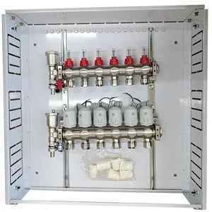 Heating manifold HiSmart HT260416 with 6 loops, thermal actuators NC, AC 230V