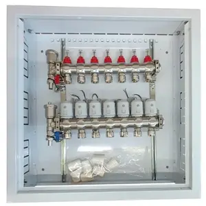 Heating manifold HiSmart HT260423 with 7 loops and NC thermal actuators, AC 230V