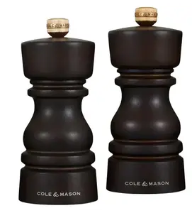 Cole and Mason H233017 Pepper and Salt Mill set, stainless steel and dark wood, 56×56×130 mm