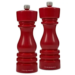 Salt and Pepper Mill Set Cole and Mason GB02H233101 — 2 pcs, 18 cm, red beechwood, ceramic & steel mechanisms