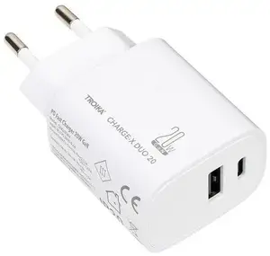Charger TROIKA CHARGE-X DUO 20 White — dual USB charging station, model CHA20/WH