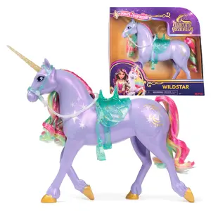 Spin Master Unicorn Academy Wildstar unicorn figure 11" with translucent saddle and bridle, multicolour, plastic, for ages 4+