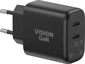 Mobilā ierīces lādētājs VISION modelis TC-PUSBCEU/65 — USB barošanas adapters tālruņiem un planšetdatoriem