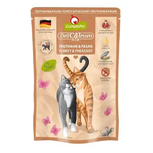 Влажный корм для кошек Fox4Pets DeliCATessen GRANATAPET Индейка и Фазан 85 г — одноразовая полнорационная корм для взрослых кошек