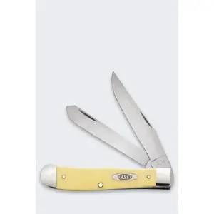 Case Trapper Pocket Knife SS Yellow Stainless Steel Blade Folding